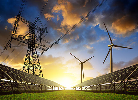 Wind Turbines and solar panels